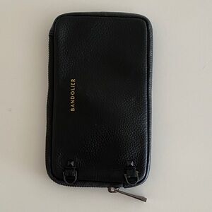 Bandolier Expanded Pouch Black Leather Zipper Wallet Black/Pewter